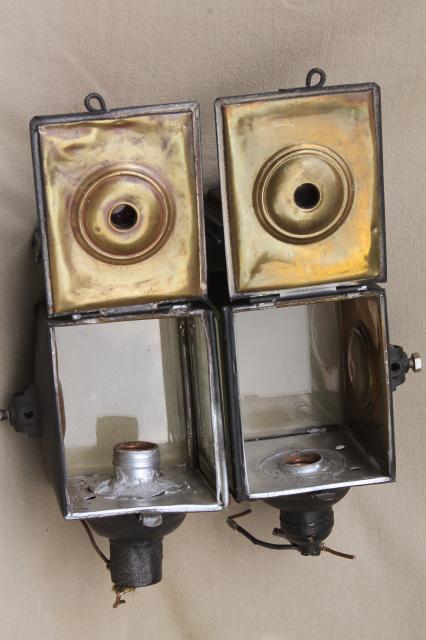 photo of antique carriage  lights, early automobile lamps converted to 1930s vintage porch lighting #6