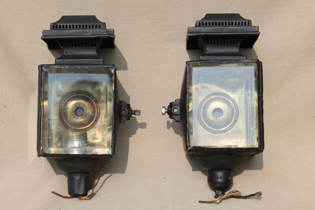 photo of antique carriage  lights, early automobile lamps converted to 1930s vintage porch lighting #7