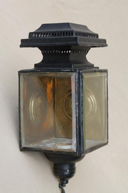 photo of antique carriage  lights, early automobile lamps converted to 1930s vintage porch lighting #8