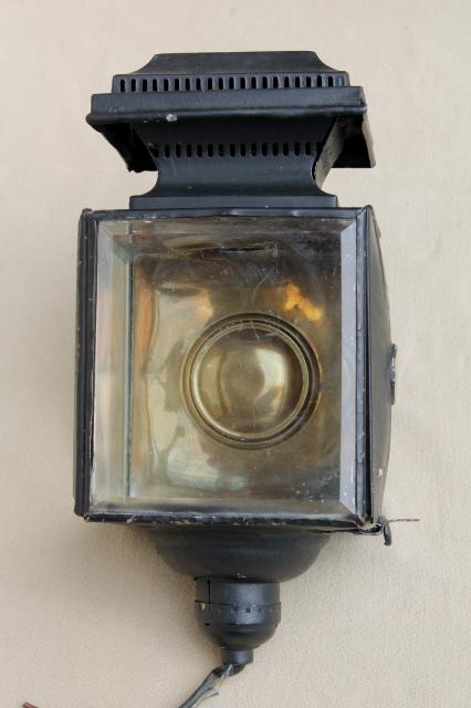 photo of antique carriage  lights, early automobile lamps converted to 1930s vintage porch lighting #9