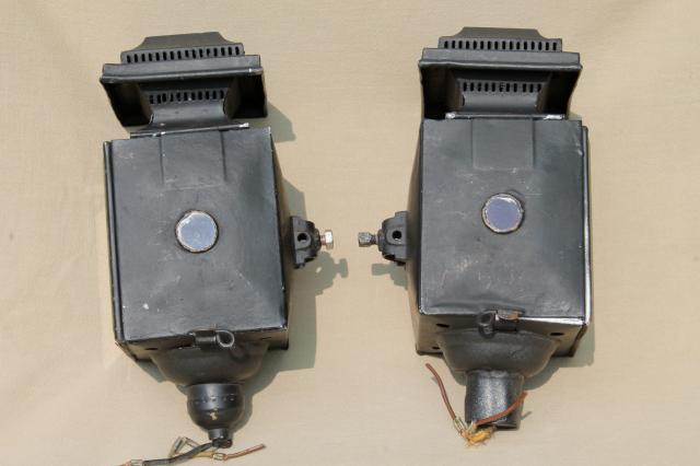 photo of antique carriage  lights, early automobile lamps converted to 1930s vintage porch lighting #11