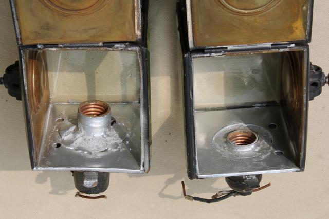 photo of antique carriage  lights, early automobile lamps converted to 1930s vintage porch lighting #12