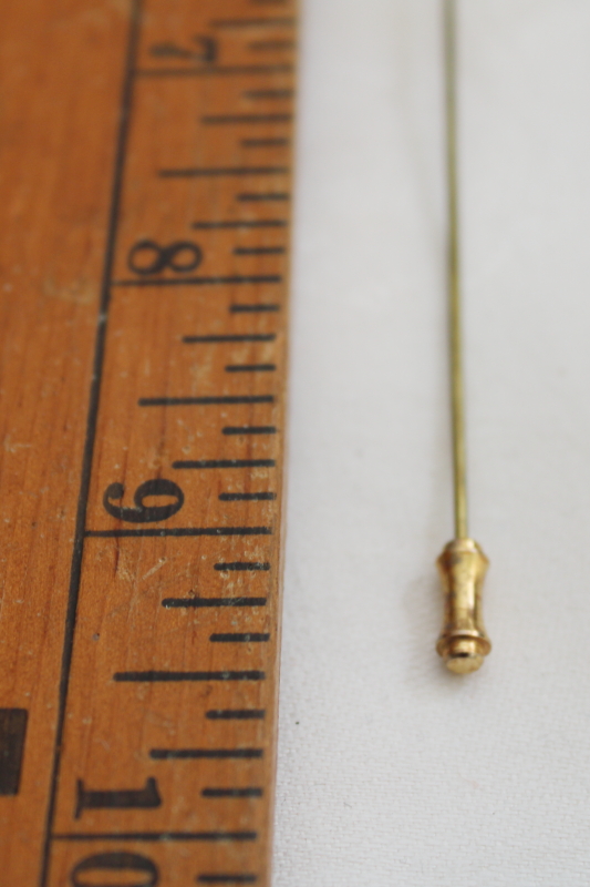 photo of antique carved bone hat pin, long skewer hat pin early 1900s vintage #6