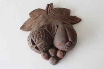 catalog photo of antique carved walnut wood fruit applique for Eastlake furniture or picture frame 