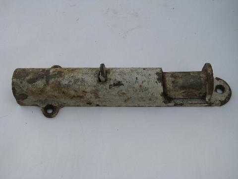 photo of antique cast iron and brass door stop latch hardware w/1900 patent #1