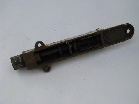 photo of antique cast iron and brass door stop latch hardware w/1900 patent #4