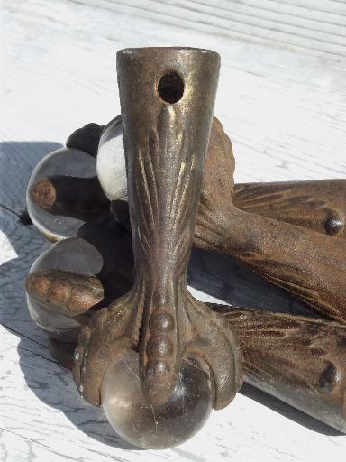 photo of antique cast iron ball & claw foot feet set, Victorian era piano stool feet #4