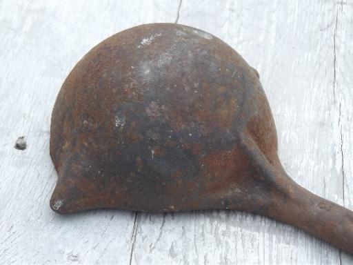 photo of antique cast iron blacksmith's smelting ladle, Hollands lead melting spoon #6