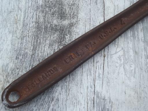 photo of antique cast iron blacksmith's smelting ladle, Hollands lead melting spoon #7