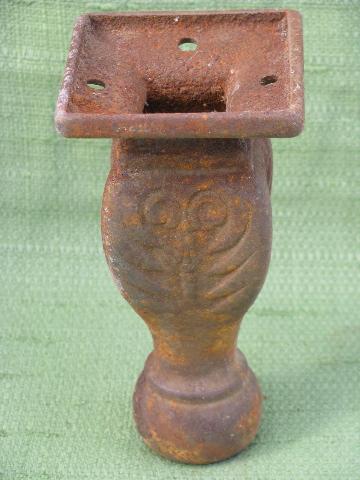 photo of antique cast iron foot, old ornate wood stove part, vintage salvage for art #3