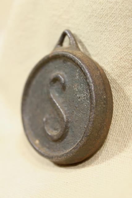 photo of antique cast iron letter S, counter weight for clock or vintage mechanical tool or equipment? #2