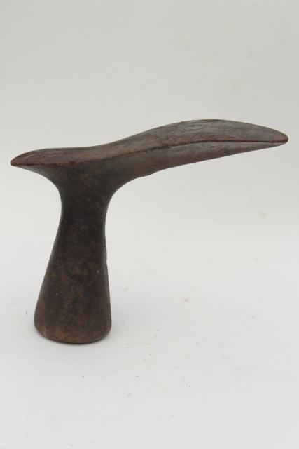 photo of antique cast iron shoe last, leg and foot form sculpture, rustic vintage industrial #5