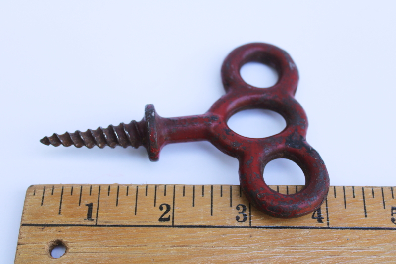 photo of antique cast iron stage screw, D S Co turn of the century vintage hardware #3
