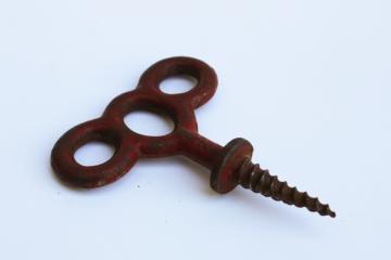 catalog photo of antique cast iron stage screw, D S Co turn of the century vintage hardware 