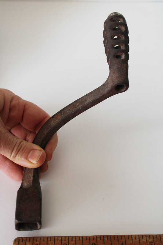 photo of antique cast iron stove grate handle for old coal stove or furnace  #2