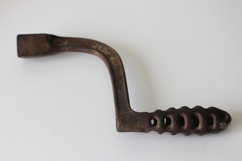 photo of antique cast iron stove grate handle for old coal stove or furnace  #3