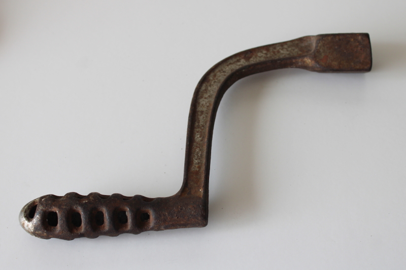 photo of antique cast iron stove grate handle for old coal stove or furnace  #4