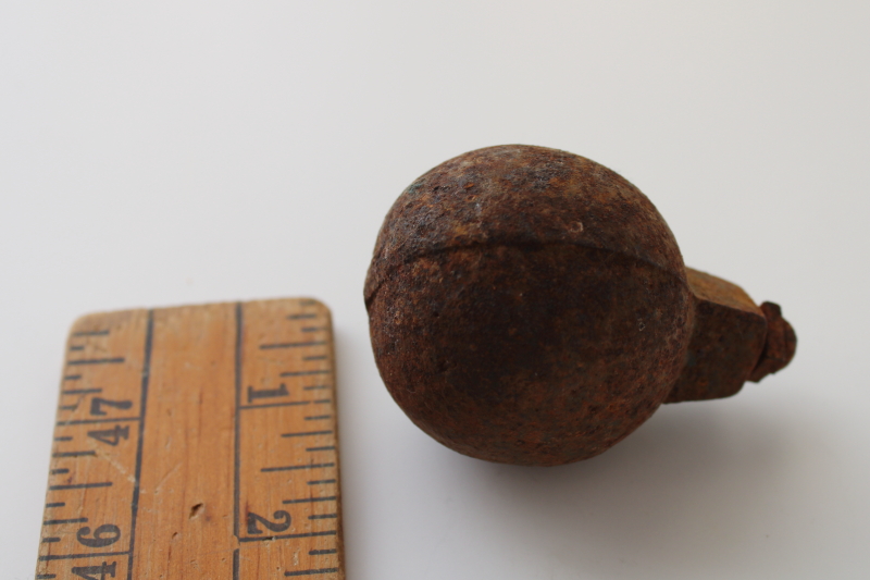 photo of antique cast iron thingamabob, round weight for old scale or vintage industrial equipment  #1