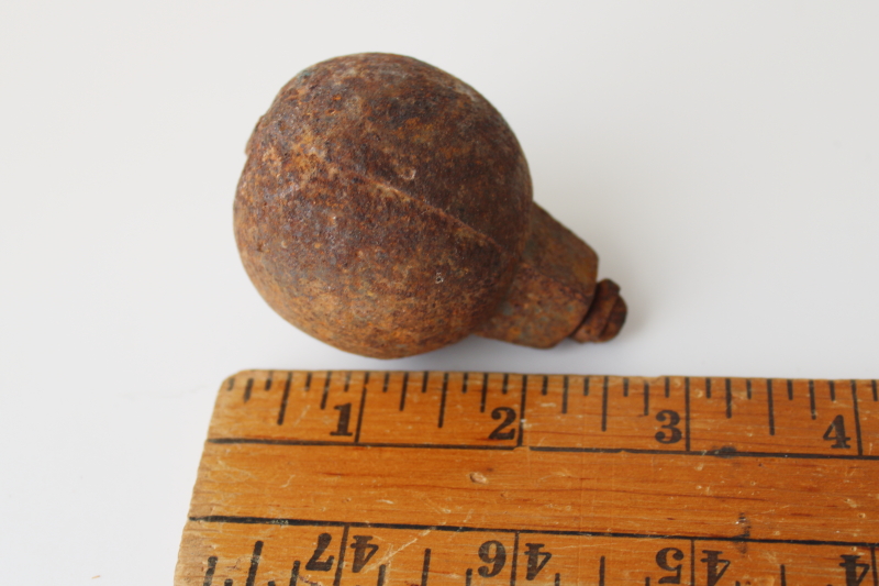 photo of antique cast iron thingamabob, round weight for old scale or vintage industrial equipment  #3