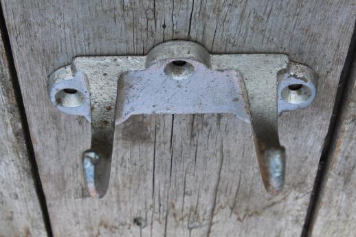 photo of antique cast iron wall hooks, double coat hook w/ old paint for porch or entry #4