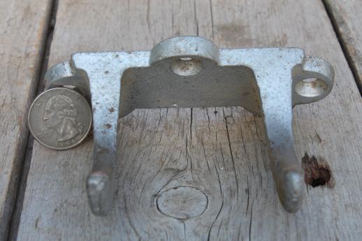 photo of antique cast iron wall hooks, double coat hook w/ old paint for porch or entry #7