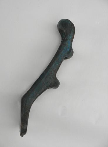 photo of antique cast iron wall mounting flag pole bracket, old blue paint #2