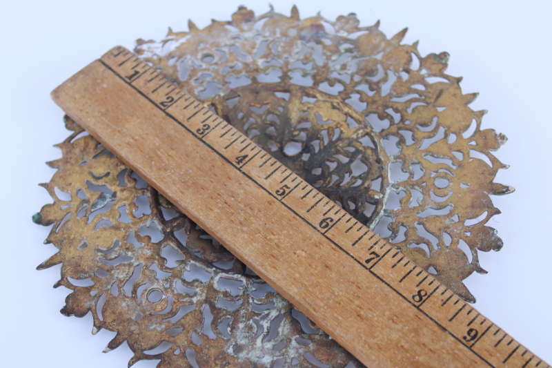 photo of antique cast metal filigree rosette, hardware for wall or ceiling mount gas light lighting fixture #7