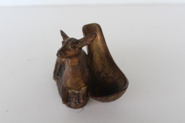 photo of antique cast spelter bronze smoking pipe holder, doe deer or goat figurine #2