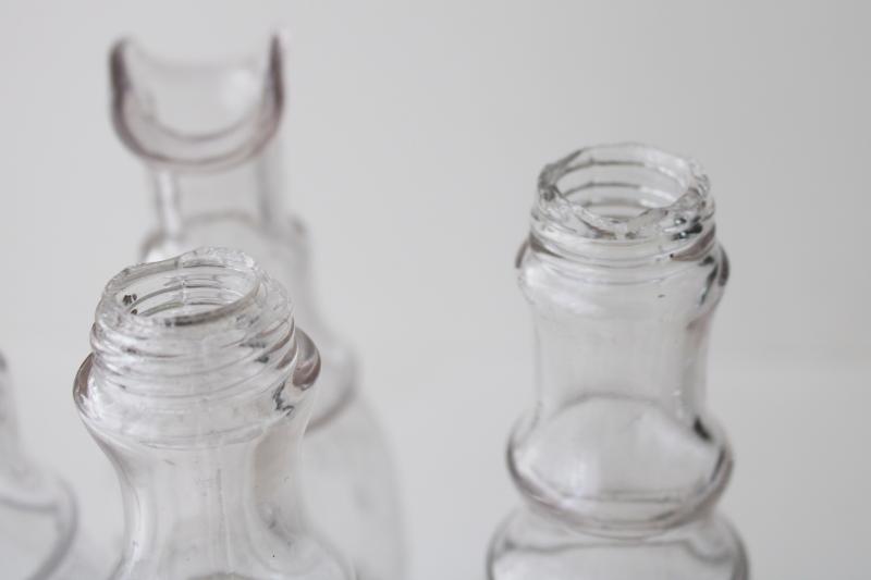 photo of antique castor set w/ original glass jars & bottles, aesthetic art metal stand #2