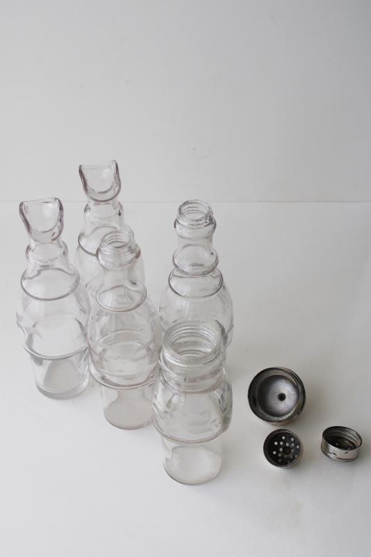 photo of antique castor set w/ original glass jars & bottles, aesthetic art metal stand #16