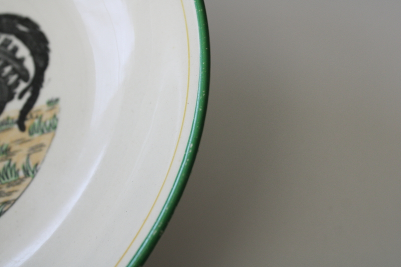 photo of antique child's bowl w/ rooster, Edwardian vintage motto ware Save Your Breath To Cool Your Porridge #3