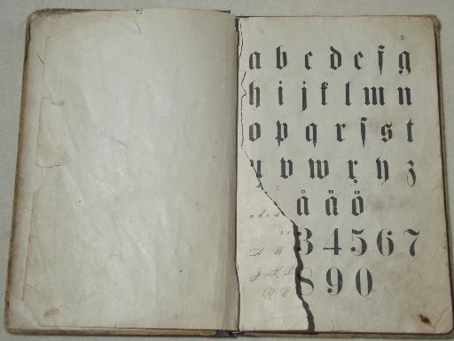 photo of antique child's reader school book, early reading ABCs in Swedish #3