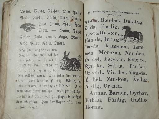 photo of antique child's reader school book, early reading ABCs in Swedish #5