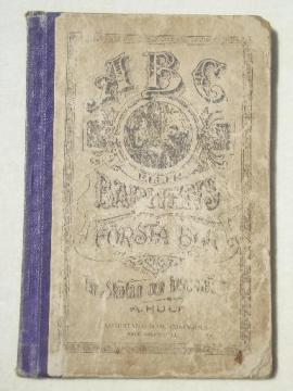 catalog photo of antique child's reader school book, early reading ABCs in Swedish