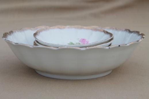 photo of antique china berry or fruit bowls, early 1900s vintage dessert dishes w/ lovely roses #3