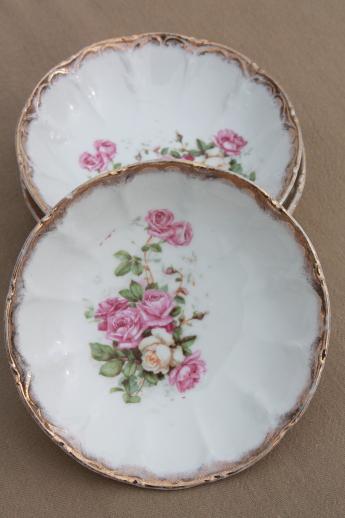 photo of antique china berry or fruit bowls, early 1900s vintage dessert dishes w/ lovely roses #6