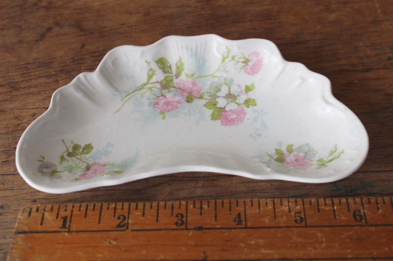 photo of antique china bone dishes dated 1902, Johnson Bros England pink rose floral dinnerware Edwardian vintage  #3