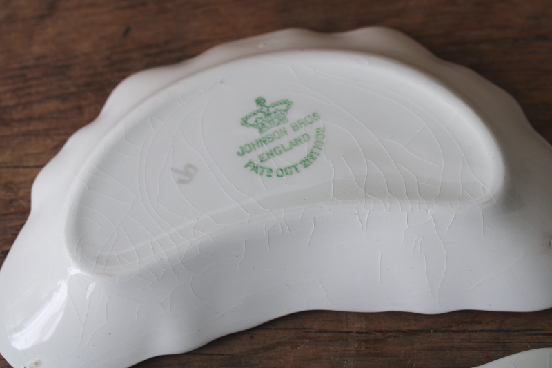 photo of antique china bone dishes dated 1902, Johnson Bros England pink rose floral dinnerware Edwardian vintage  #5