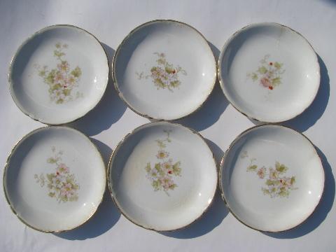 photo of antique china butter pat plates, vintage transferware #1