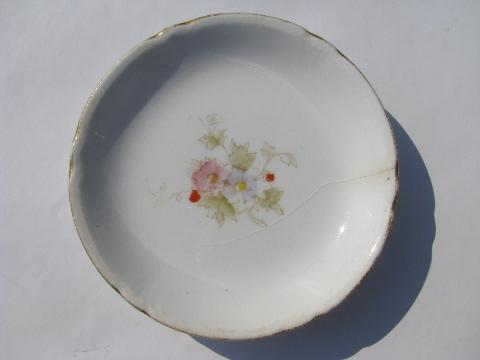 photo of antique china butter pat plates, vintage transferware #3