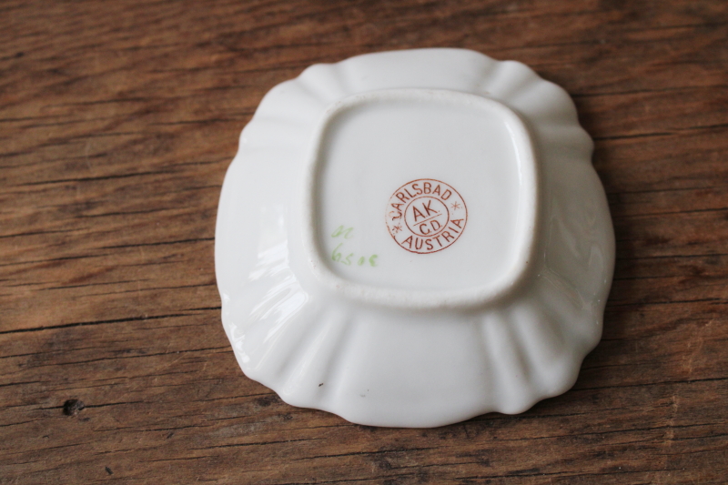 photo of antique china butter pat, tiny plate late 1800s vintage brown & pink floral transferware #3