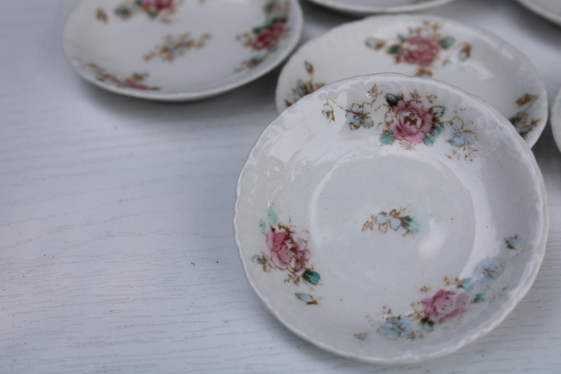 photo of antique china butter pats, stack of tiny butter pat plates w/ vintage cottage style floral #2