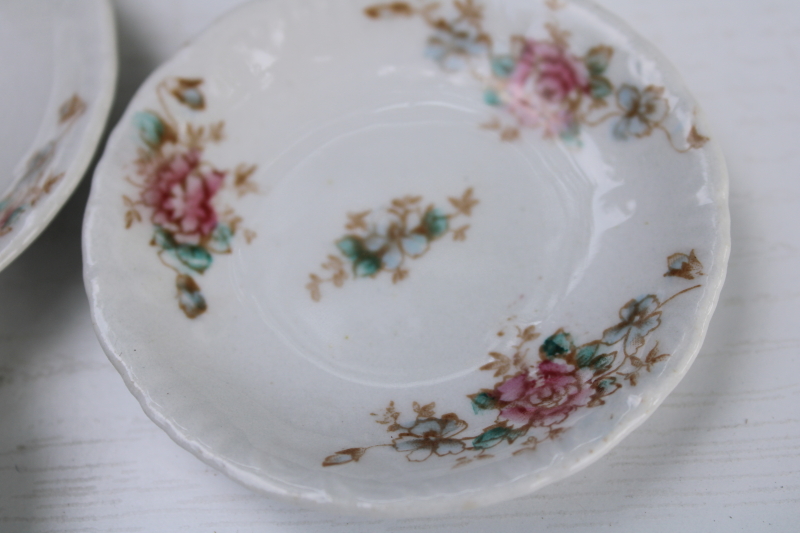 photo of antique china butter pats, stack of tiny butter pat plates w/ vintage cottage style floral #3