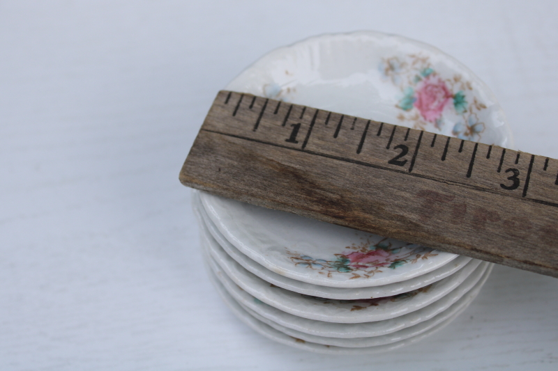 photo of antique china butter pats, stack of tiny butter pat plates w/ vintage cottage style floral #5