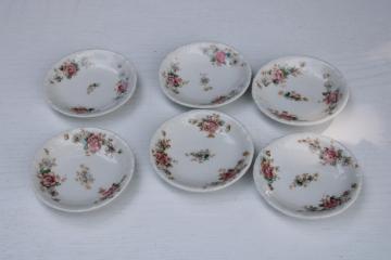 catalog photo of antique china butter pats, stack of tiny butter pat plates w/ vintage cottage style floral