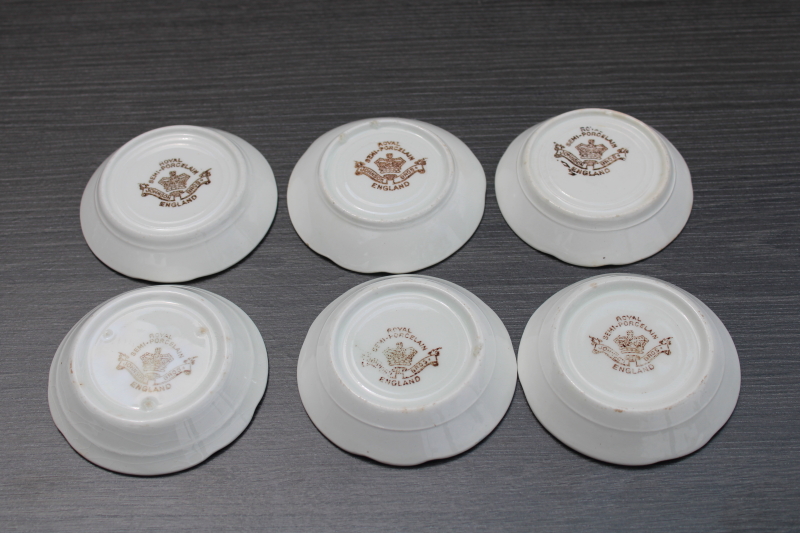 photo of antique china butter pats, stack of tiny vintage butter pat plates w/ cottage style floral #2