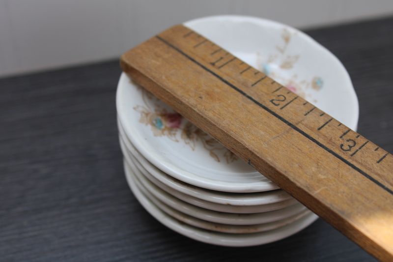 photo of antique china butter pats, stack of tiny vintage butter pat plates w/ cottage style floral #7