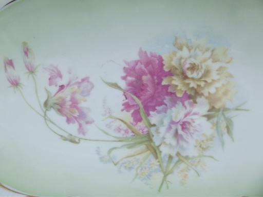 photo of antique china celery tray w/ fancy painted flowers & porcelain ruffle #4