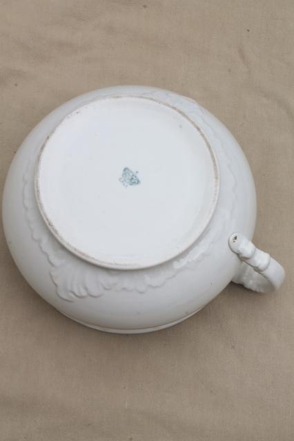 photo of antique china chamber pot, Crown Potteries mark ironstone semi-porcelain #6