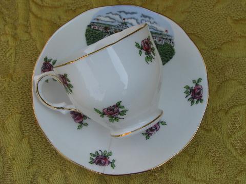 photo of antique china cup and saucer set, illustrated Mackinac Island souvenir #2